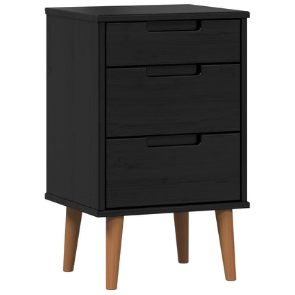 Nattduksbord MOLDE Svart 40 x 35 x 65 cm Massiv furu
