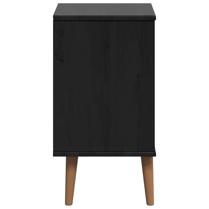 Nattduksbord med låda Svart 40 x 35 x 65 cm Massivt furu