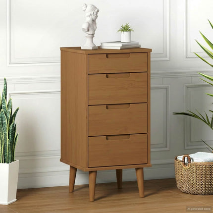 Kommode MOLDE Karamell 40 x 35 x 82 cm Massiv furu