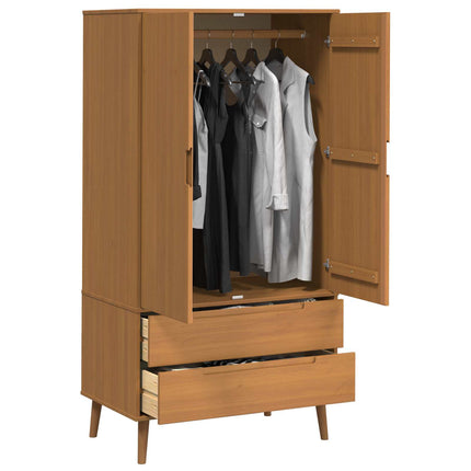 Garderob MOLDE Karamell 90 x 55 x 175 cm Massiv furu