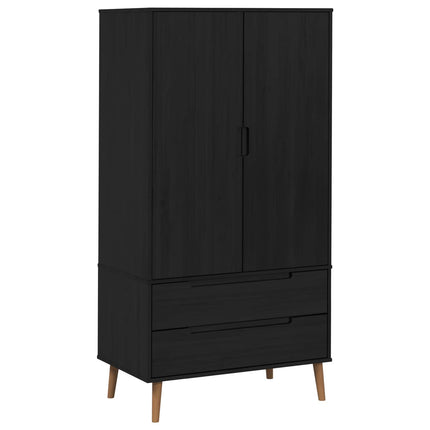 Garderob MOLDE Svart 90 x 55 x 175 cm Massiv furu