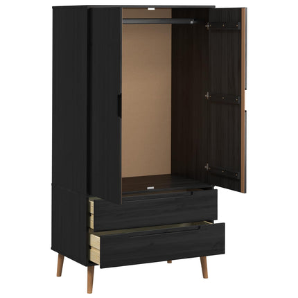 Garderob MOLDE Svart 90 x 55 x 175 cm Massiv furu