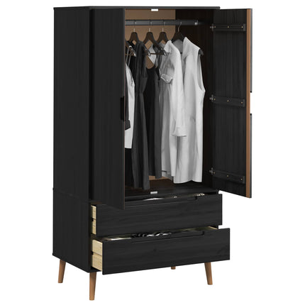 Garderob MOLDE Svart 90 x 55 x 175 cm Massiv furu
