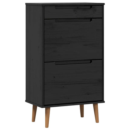 Skoskåp MOLDE 59,5 x 35 x 103 cm Massiv furu Svart