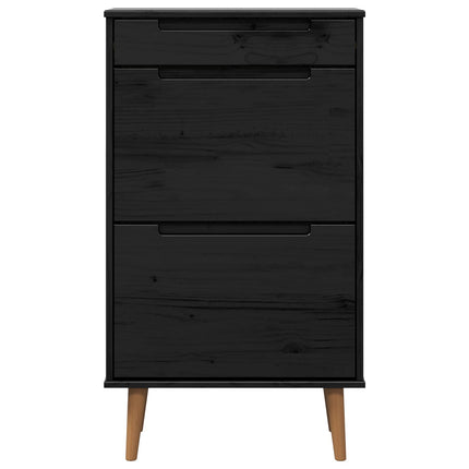 Skoskåp MOLDE 59,5 x 35 x 103 cm Massiv furu Svart