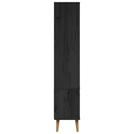 Vitrinskåp i Glas MOLDE 90 x 35 x 175 cm Massiv furu Svart
