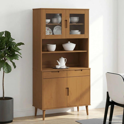 Hutch Karamell 90 x 35 x 100 cm Massivt furu och härdat glas