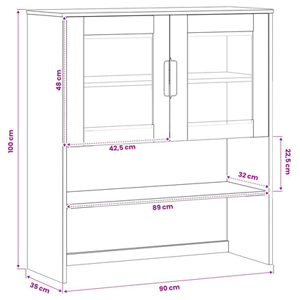 Hutch Karamell 90 x 35 x 100 cm Massivt furu och härdat glas