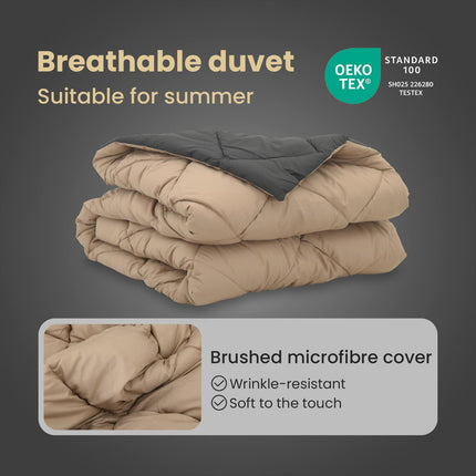 Sommar Duvet 220 x 155 cm Sommar 200 gsm Antracit och Taupe