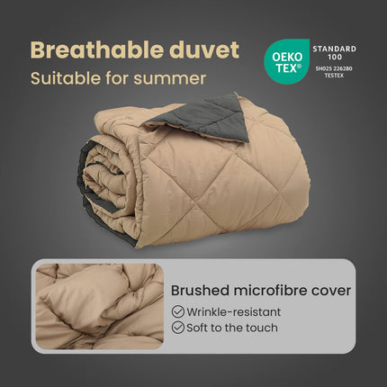 Sommar Duvet 220 x 200 cm Sommar 200 gsm Antracit och Taupe