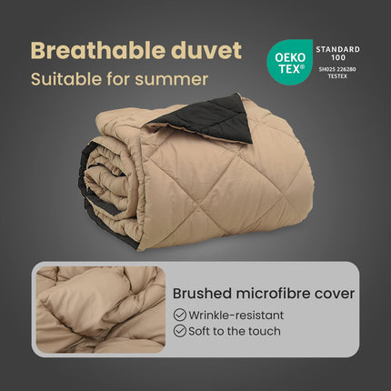 Sommar Duvet 240 x 200 cm Sommar 200 gsm Svart och Taupe