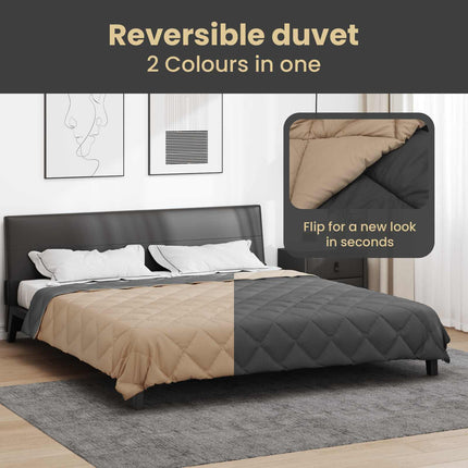 Full Års-Duvet Antracit och Taupe 200 x 220 cm Mikrofiber