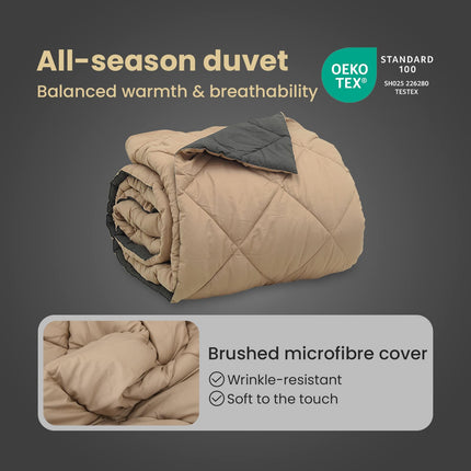 Full Års-Duvet Antracit och Taupe 220 x 240 cm Mikrofiber