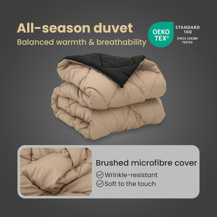 Full Års-Duvet Svart och Taupe 135 x 200 cm Mikrofiber