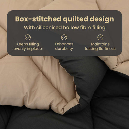 Full Års-Duvet Svart och Taupe 135 x 200 cm Mikrofiber