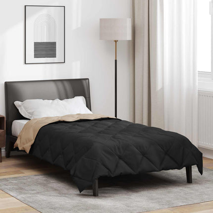 Full Års-Duvet Svart och Taupe 140 x 200 cm Mikrofiber