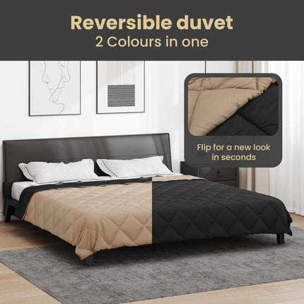 Full Års-Duvet Svart och Taupe 200 x 240 cm Mikrofiber