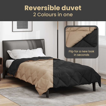 Full Års-Duvet Svart och Taupe 155 x 220 cm Mikrofiber