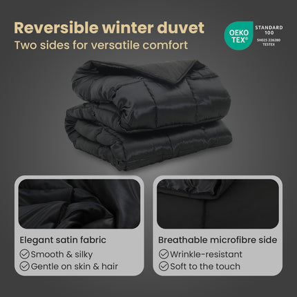 Vinter Täcke Svart 200 x 200 cm Satin och Mikrofiber
