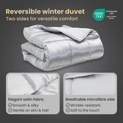Vinter Täcke Silver 140 x 220 cm Satin och Mikrofiber