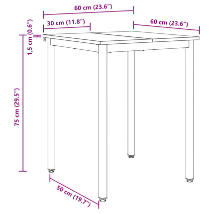Matbord 60 x 60 x 75 cm METALL