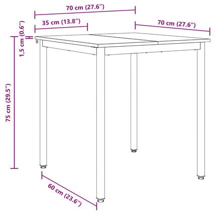 Matbord 70 x 70 x 75 cm METALL