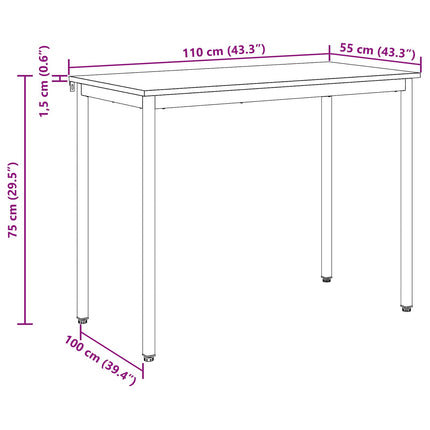 Matbord 110 x 100 x 75 cm METALL