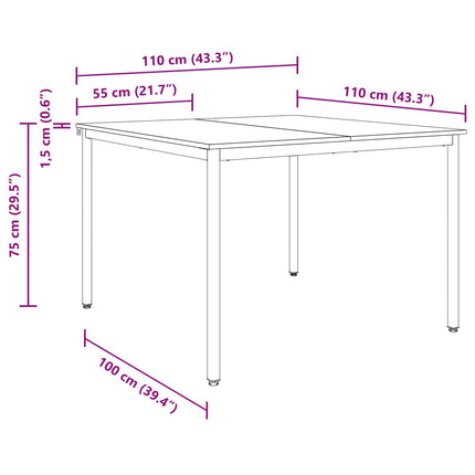 Matbord 110 x 110 x 75 cm METALL