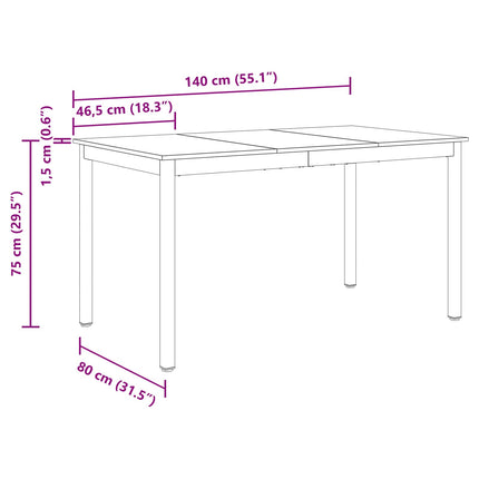 Matbord 140 x 80 x 75 cm METALL