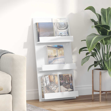 Tidningshylla med hylla Vit 51 x 11 x 102 cm Konstruerat trä