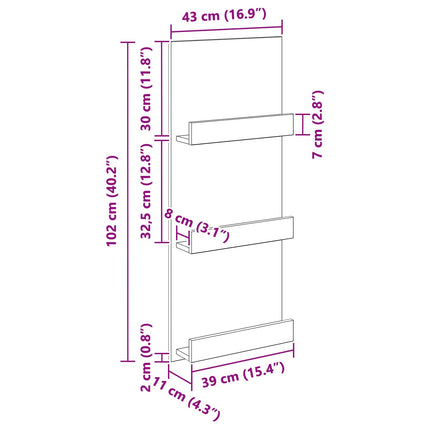 Tidningshylla Sonoma-ek 43 x 11 x 102 cm Konstruerat trä