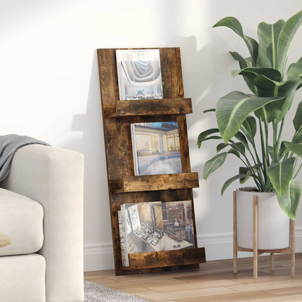 Tidningshylla Rökt ek 43 x 11 x 102 cm Konstruerat trä