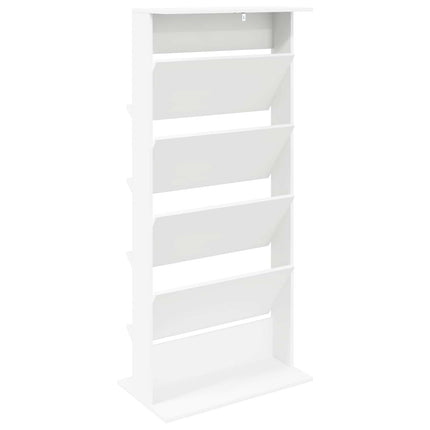 Tidningshylla Vit 70 x 41 x 156 cm Konstruerat trä