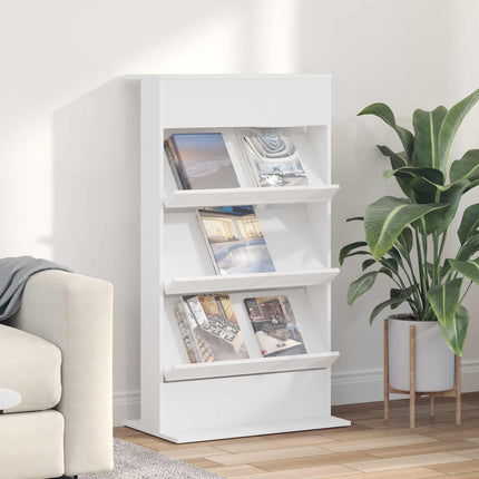 Tidningshylla Vit 70 x 41 x 126 cm Konstruerat trä