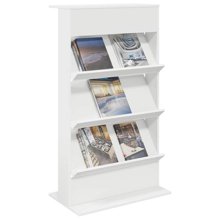 Tidningshylla Vit 70 x 41 x 126 cm Konstruerat trä