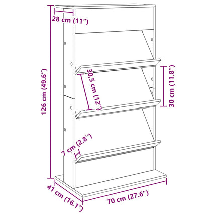 Tidningshylla Svart Ek 70 x 41 x 126 cm Konstruerat trä