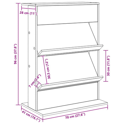 Tidningshylla Gammalt trä 70 x 41 x 96 cm Konstruerat trä