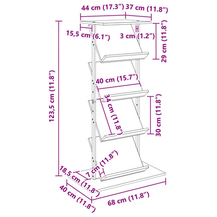 Tidningshylla Gammalt trä 68 x 40 x 123.5 cm Konstruerat trä