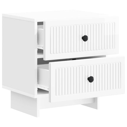Nattduksbord Vit högglans 43 x 34,5 x 47,5 cm Konstruerat trä