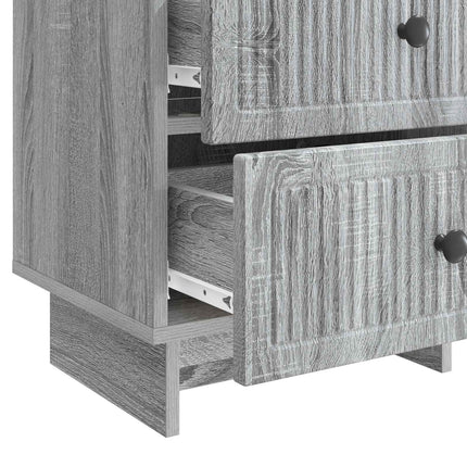 Nattduksbord med låda 2 pcs Grå sonoma-ek 43 x 34,5 x 47,5 cm