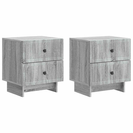 Nattduksbord med låda 2 pcs Grå sonoma-ek 43 x 34,5 x 47,5 cm