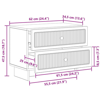 Nattduksbord Sonoma-ek 62 x 34,5 x 47,5 cm Konstruerat trä