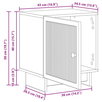 Nattduksbord Rökt ek 43 x 34,5 x 50 cm Konstruerat trä