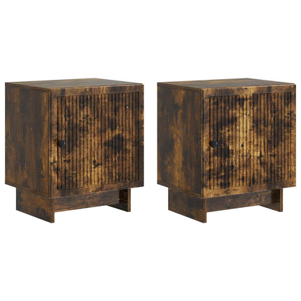 Nattduksbord 2 pcs Rökt ek 43 x 34,5 x 50 cm Konstruerat trä