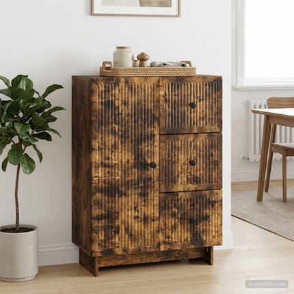 Sideboard med låda Rökt ek 66 x 34,5 x 90 cm Konstruerat trä