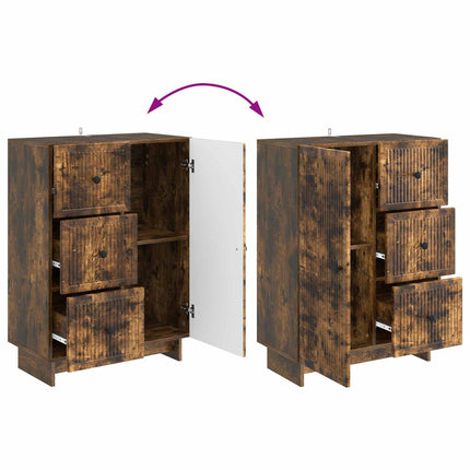Sideboard med låda Rökt ek 66 x 34,5 x 90 cm Konstruerat trä