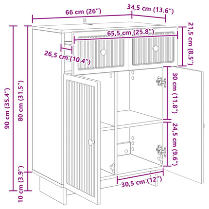 Sideboard Gammalt trä 66 x 34,5 x 90 cm Konstruerat trä
