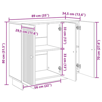 Sideboard Rökt ek 89 x 34,5 x 80 cm Konstruerat trä