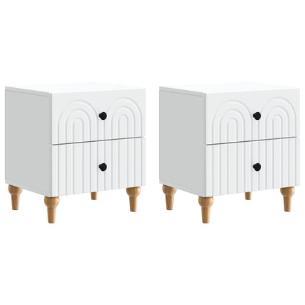 Nattduksbord 2 pcs Vit 43 x 34,5 x 48 cm Konstruerat trä