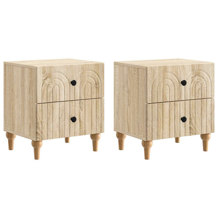 Nattduksbord 2 pcs Sonoma-ek 43 x 34,5 x 48 cm Konstruerat trä